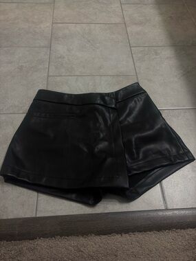 Sincerely Jules Black Faux Leather Skort Shorts